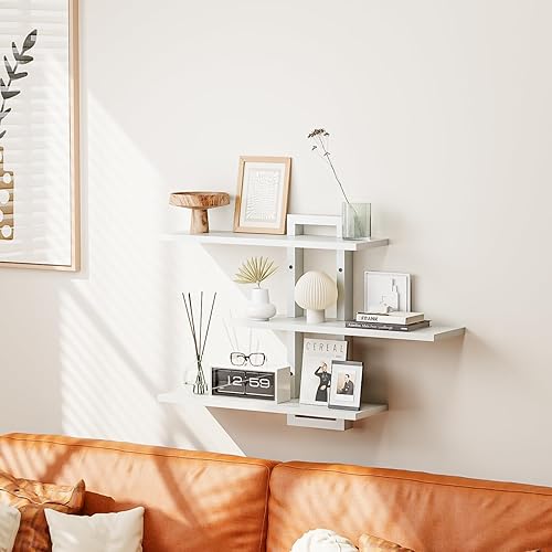 Miniatura 2 de Homode Estantes flotantes, juego de 3 estantes colgantes de madera para almacenamiento de baño y dormitorio, estante decorativo de pared para