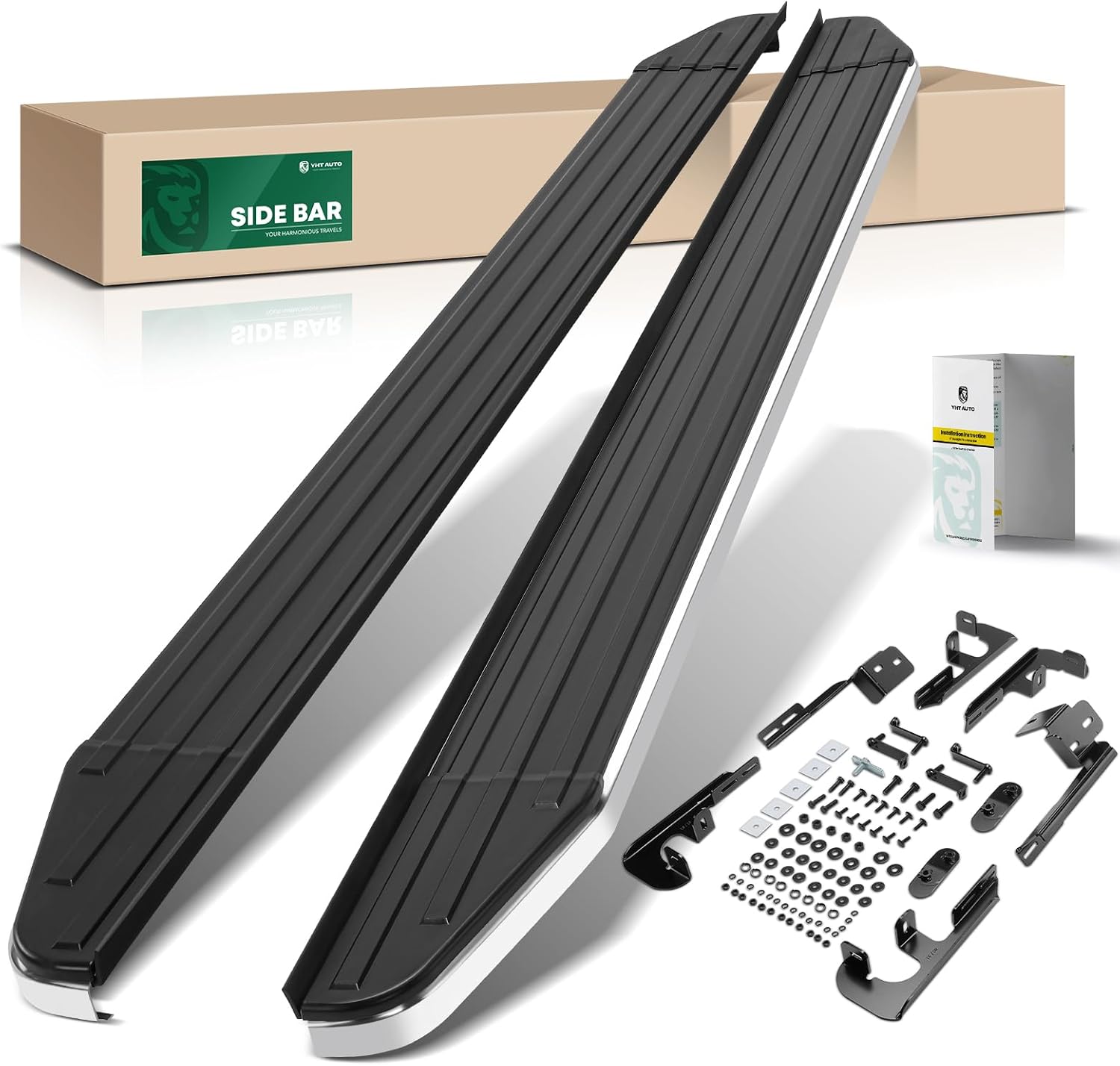 YHTAUTO 5.5" Running Boards Side Steps Fit 2007-2016 Chevy Traverse & GMC Acadia Limited & Buick Enclave & Saturn Outlook, SUV, Aluminum Black Powder, Cab Side Step Rails Off-Road Accessories