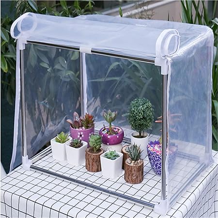 Amazon 温室 ビニールハウス ミニ 小型 折りたたみフラワースタンド温室 オカメインコ 温室 ベランダ 鳥 ビニールハウス 60cm ビニールハウス 温室用品