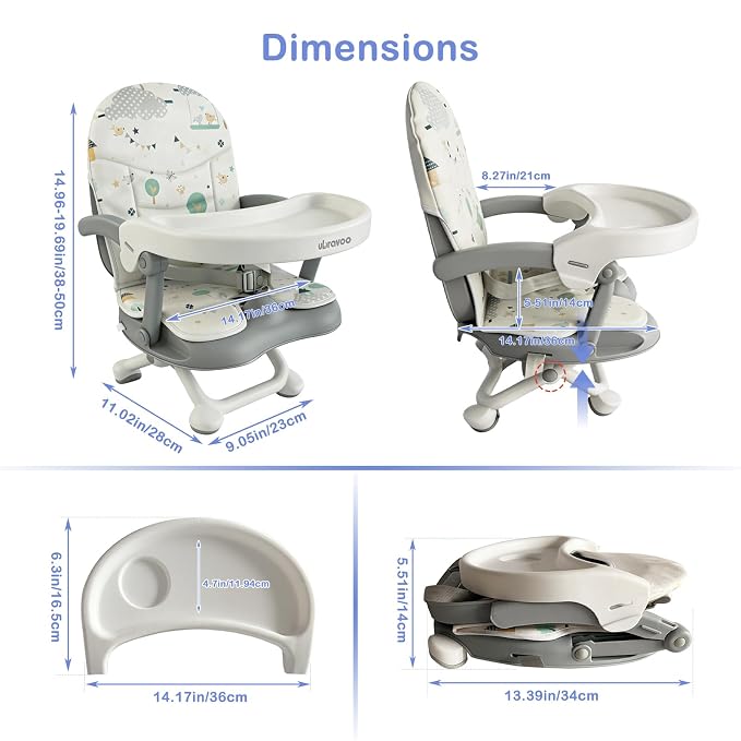 Silla Booster para Bebé con Bandeja Removible y Ajustable miniatura 3