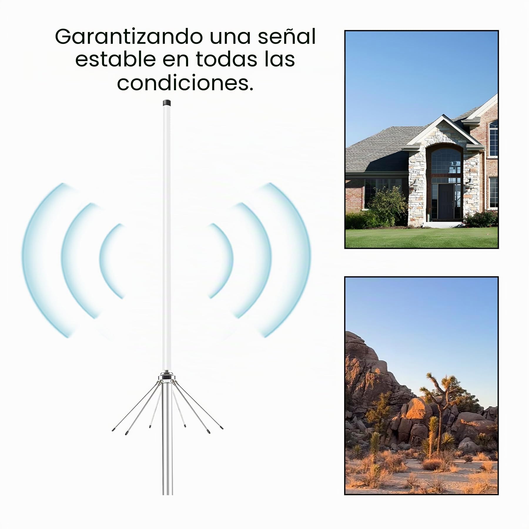 Antena repetidora de base de doble banda de 2 m 70 cm UHF VHF GMRS | Antena de 144-148MHz y 430-460MHz con cable de 32 pies para estaciones base de radio aficionada