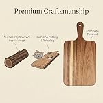 ZeQi Acacia Planche de coupe du bois avec poignée, planches de coupe en bois, planche à découper, planche de charcuterie, tableau de service pour le fromage, pain, pizza, légumes & Fruits (1, 13,8'L x 7''W)