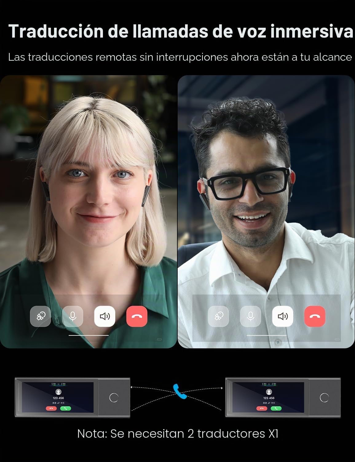 Timekettle X1 AI interpreter hub, auricular traductor bidireccional de 40 idiomas con llamadas de voz y traducción a distancia, entregando una respuesta rápida de 0,2 segundos