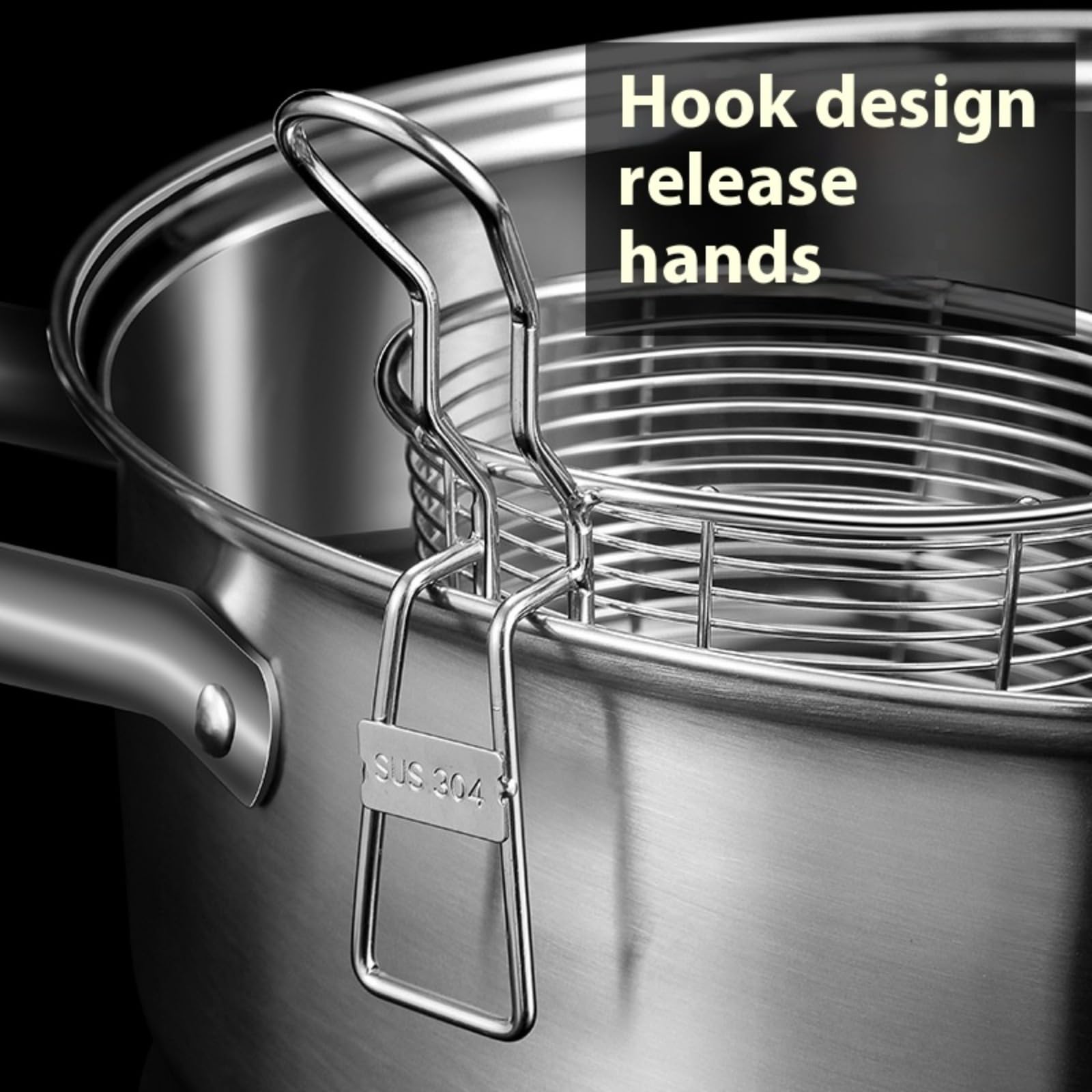 Cestello per Pasta Separati in Acciaio Inox,Scolapasta in Acciaio Inox con Manico,Cuoci Pasta a Scomparti con Divisori,Colino a Maglia Fine per Pentola Calda, per Scolare Pasta e Verdure