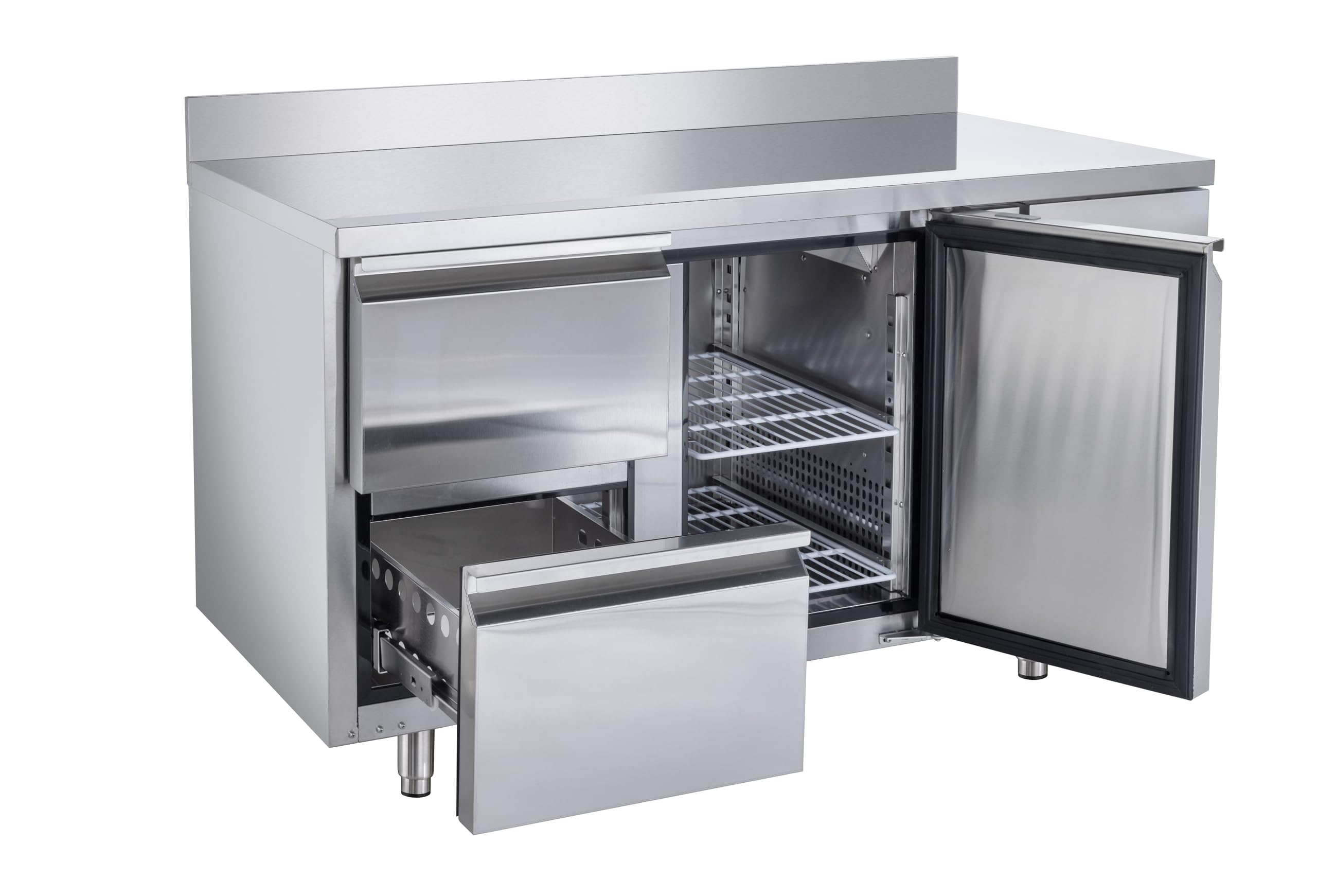 METRO Professional Tavolo refrigerato GCC21002D-BS, acciaio inox, 136 x 70 x 85 cm, 135 L, raffreddamento ad aria, argento