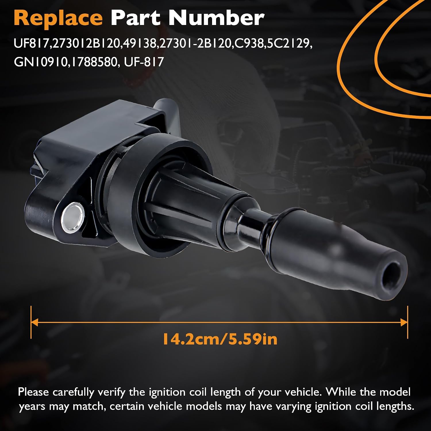 HQPASFY UF817 Ignition Coils Pack Set of 4 Compatible with Hyundai Elantra Elantra GT Kona Sonata Tucson, Kia Forte Koup Forte Forte5 Optima Soul Seltos Replaces #UF817, GN10910, 5C2129