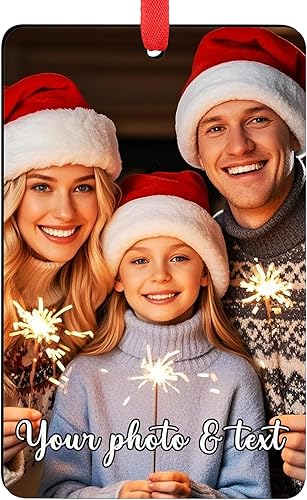 Adornos de Navidad familiares personalizados con foto, adornos de texto personalizados para árbol de Navidad 2025, decoración de árbol de Navidad de