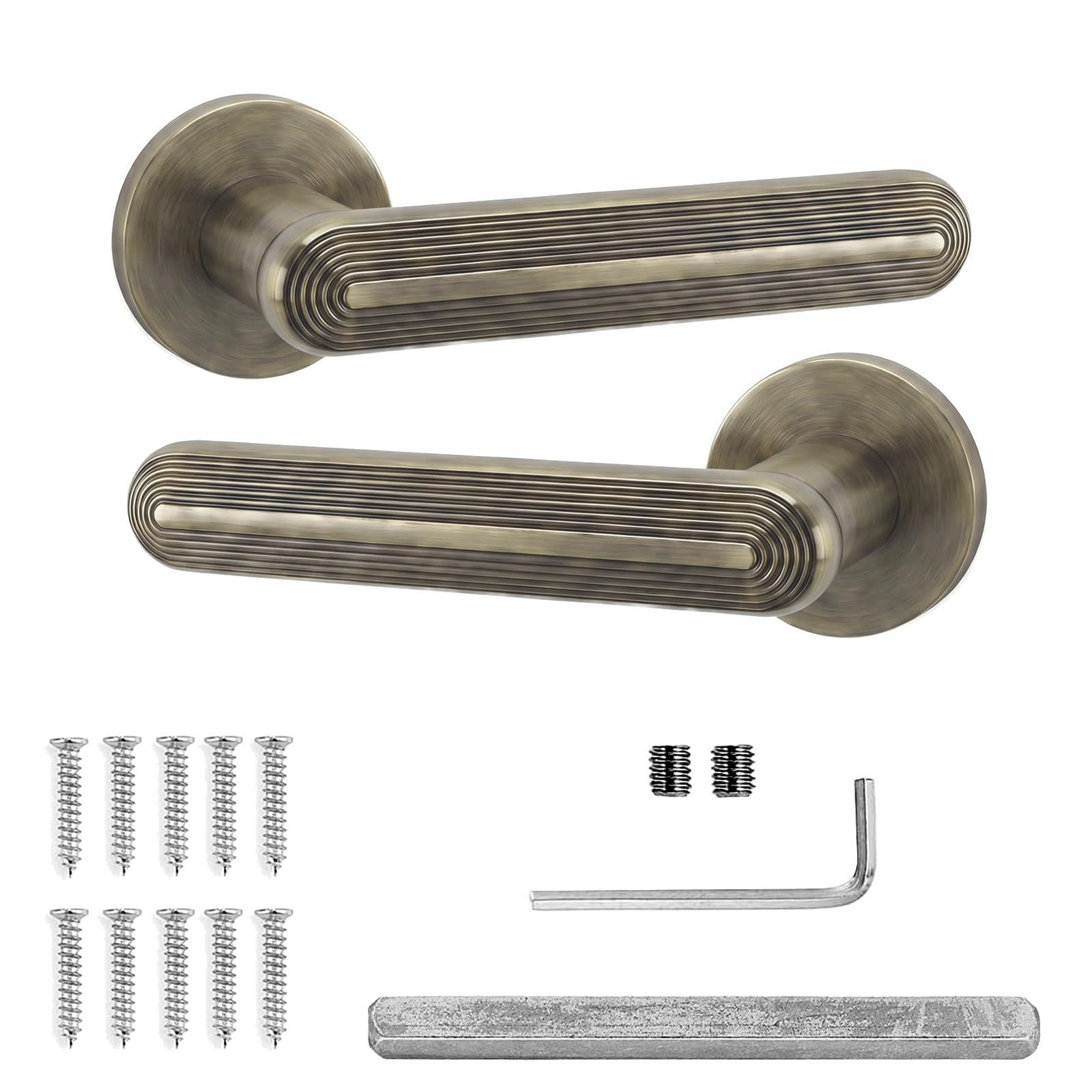 Decoranddecor Antique Brass Internal Door Handles, 1 Pair