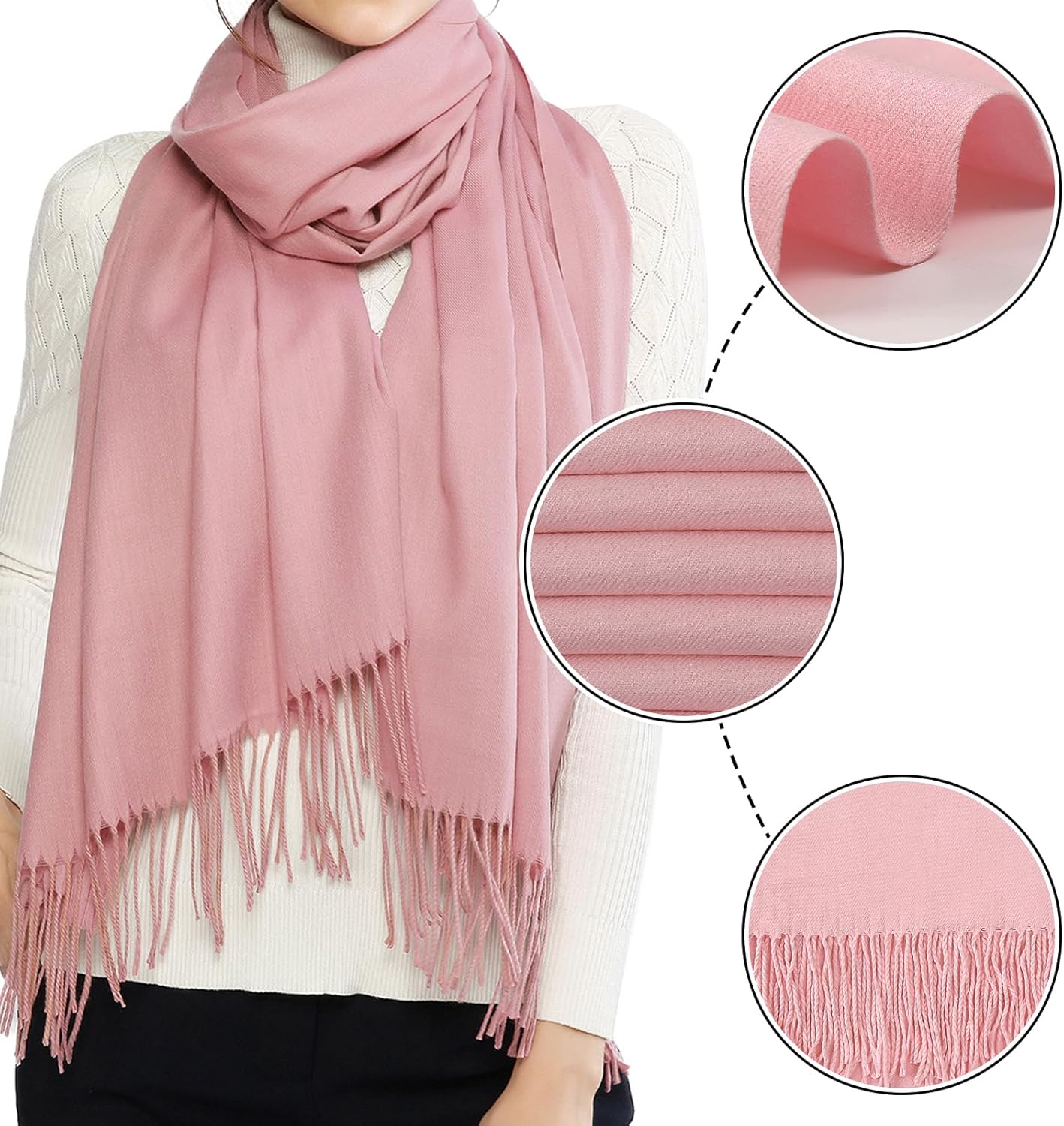 RIIQIICHY Women's Scarf Pashmina Shawls and Wraps for Evening Dress Bridesmaid Wedding Bridal Winter Warm Long Large Scarves - Image 3