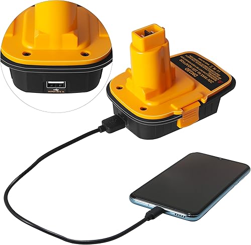 Miniatura 2 de Adaptador de batería DM18D con USB, adaptador de batería de repuesto DCA1820, compatible con herramientas Dewalt de 18 V (paquete de 1)