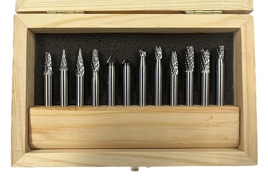 HHIP 3000-0012 12 Piece 1/4 Inch Shank Double Cut Carbide Burrs Set