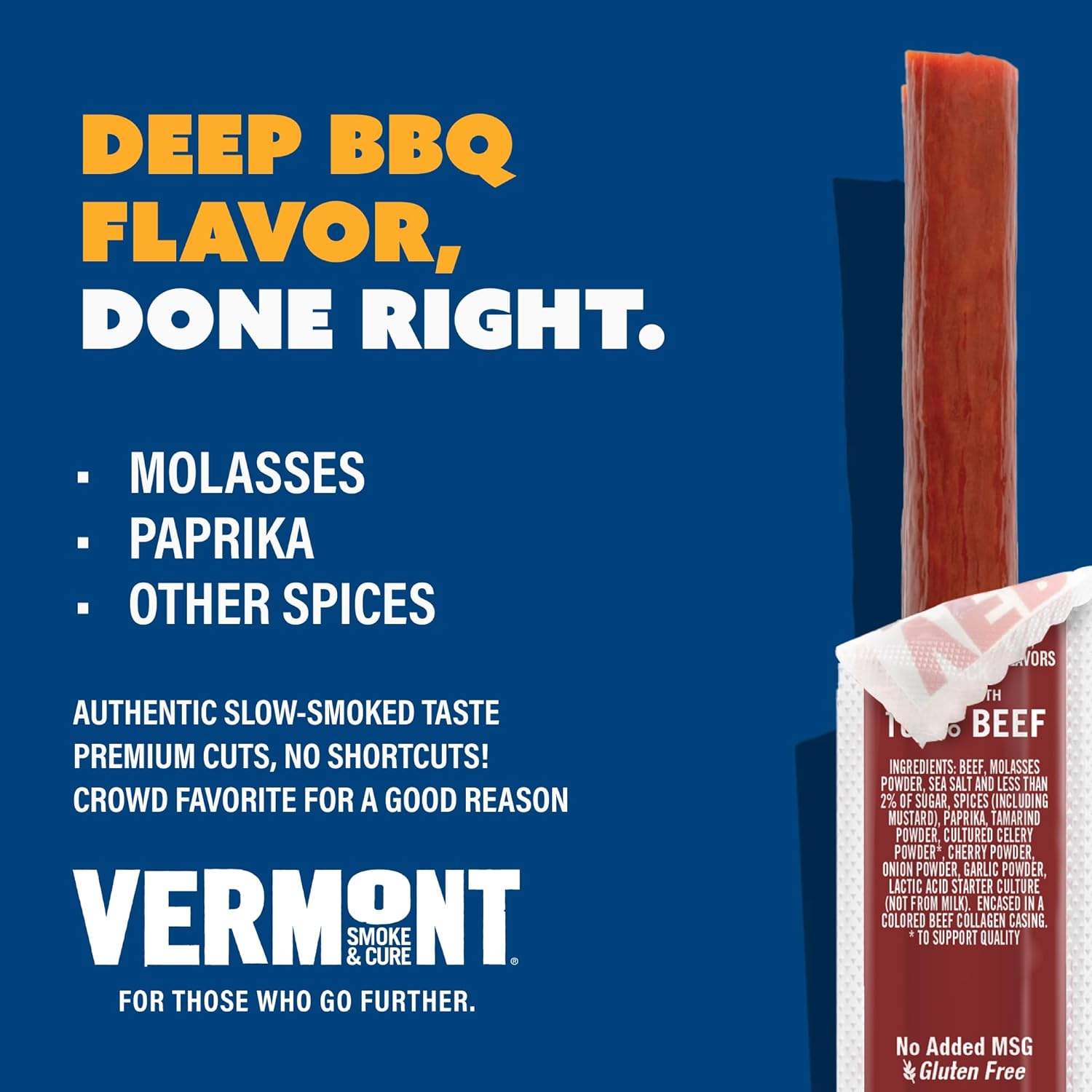 Vermont Smoke & Cure BBQ Seasoned Beef Sticks, Gluten Free, 1 Ounce (Pack of 24)