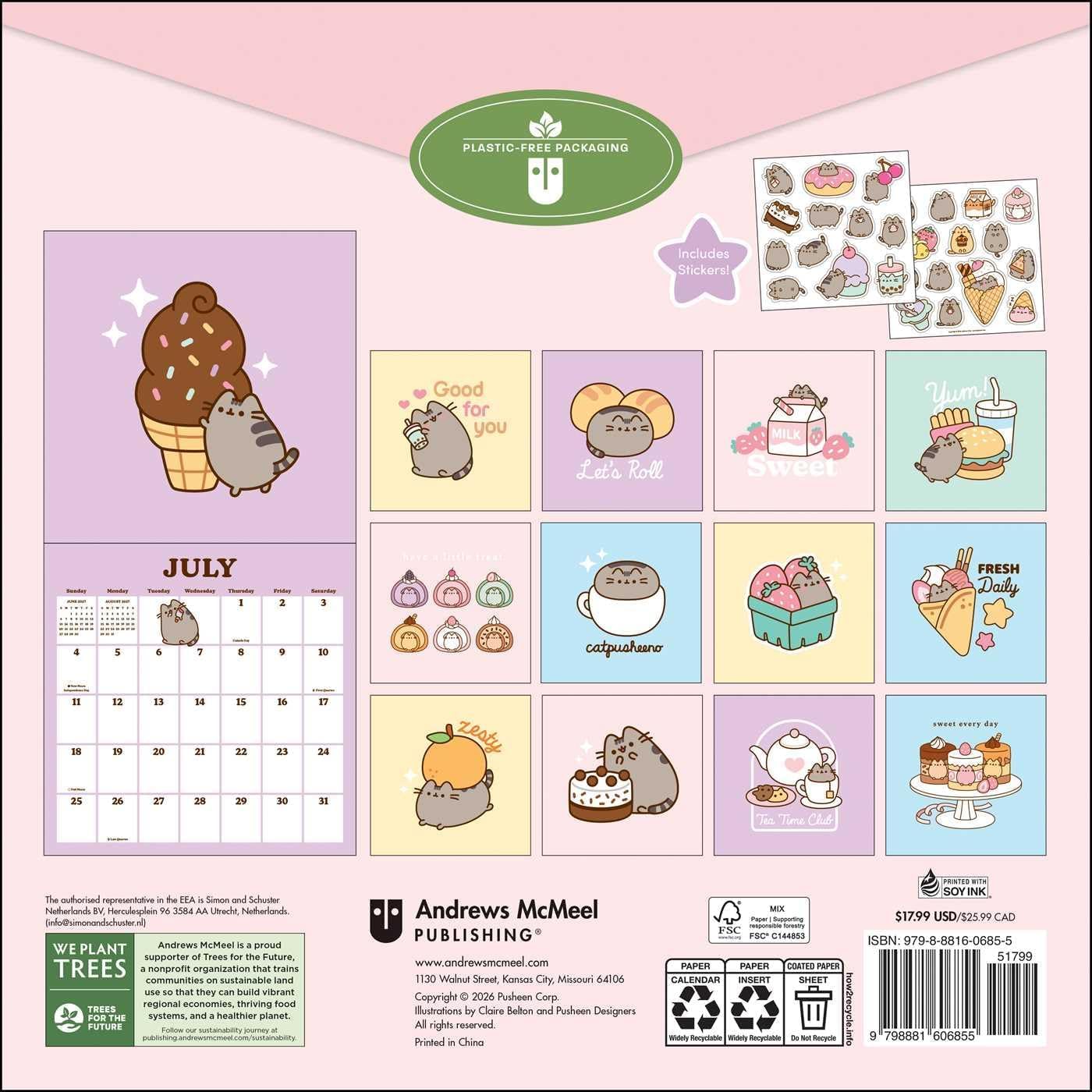 Pusheen Wall Calendar 2027-16 Month Cute Kawaii Pusheen the Cat Art image 4