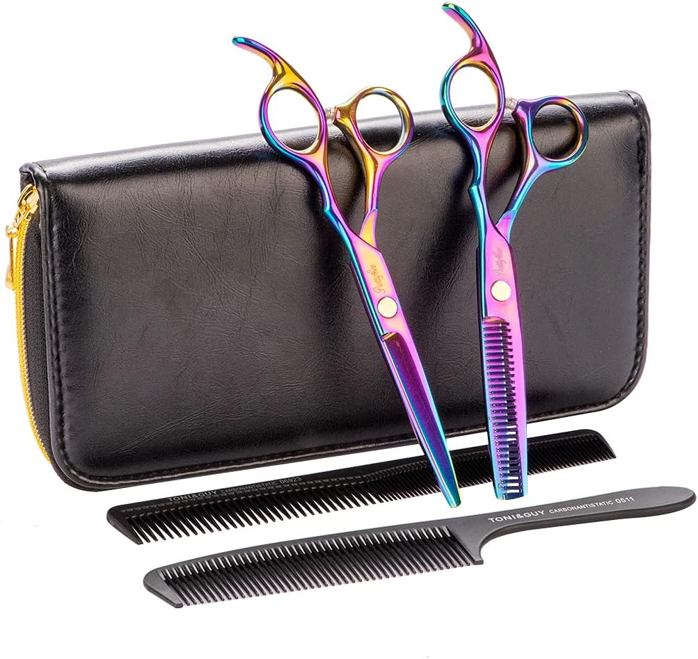 Hair Cutting Scissors Set, Professional Haircut Scissors Kit with Cutting Scissors,Thinning Scissors, Comb, Hairdressing Shears Set for for Men Women Pets Home Salon Barber Haircut : Beauty & Personal Care