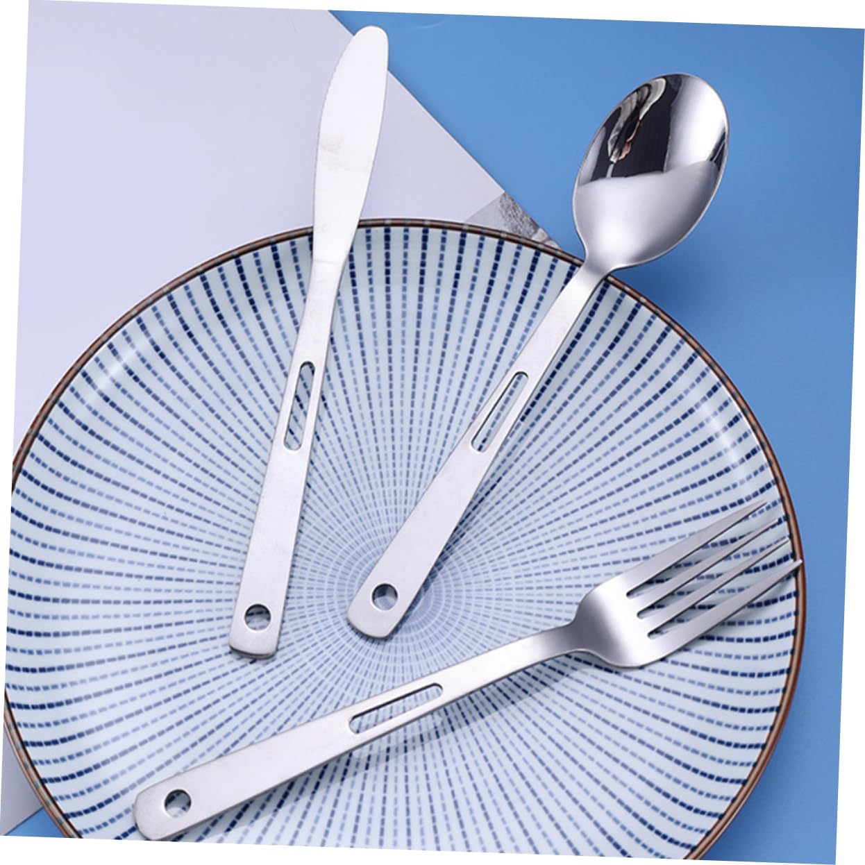 BESPORTBLE 2sets Portable Stainless Steel Camping Cutlery Set Travel Utensils Fork Knife Spoon Lightweight and Easy to Clean for Outdoor Dining and Picnics