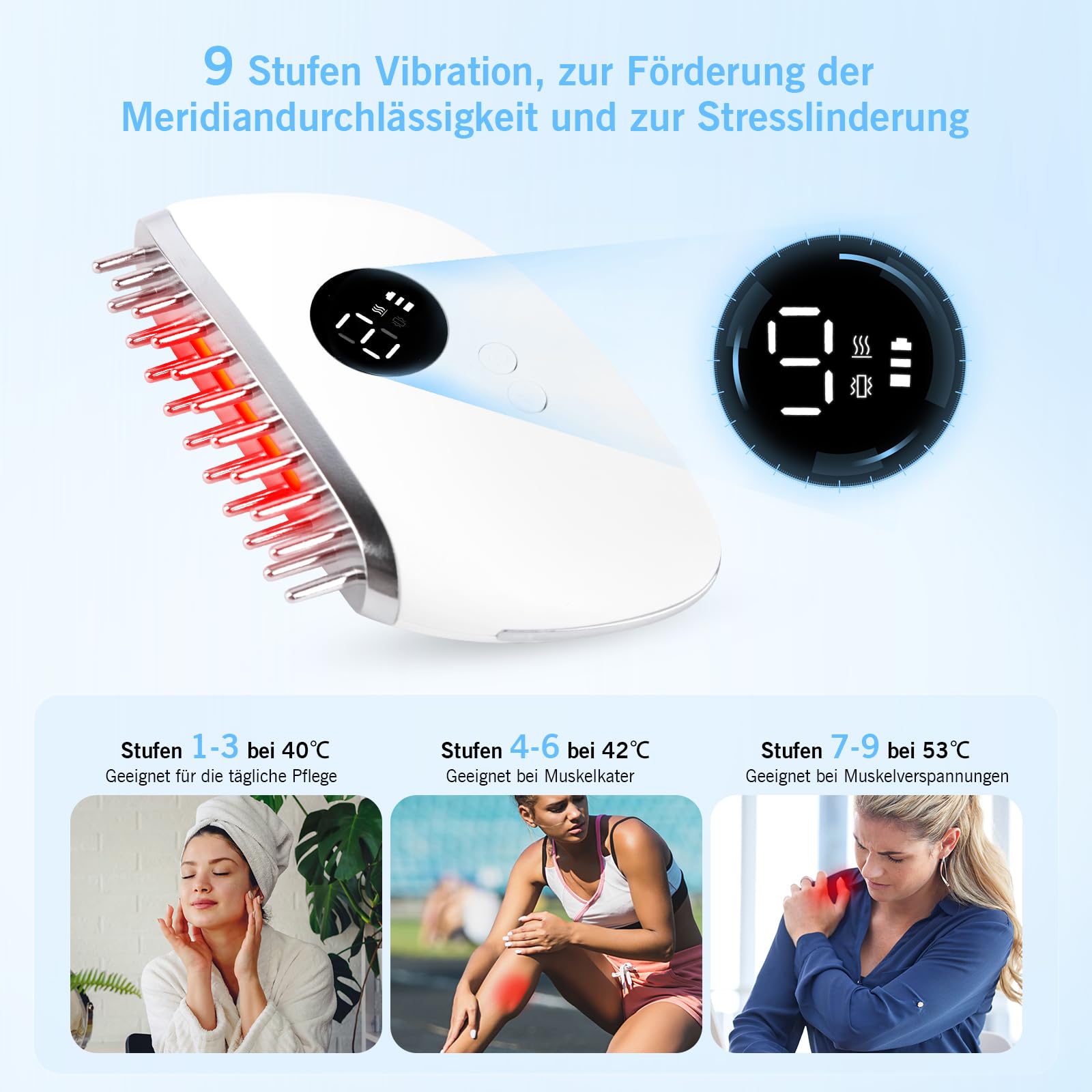 EMS Gua Sha Gesichtsmassagegerät LED Rotlicht Violettlicht Blau Therapie Gesichtsformungswerkzeug