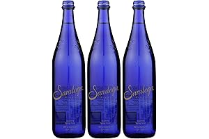 Sparkling Saratoga Spring Water in Exquisite Cobalt Blue Glass Bottles Refreshing Hydration and Timeless Sophistication
