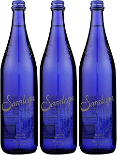Saratoga Sparkling Spring Water, 28oz Cobalt Blue Glass Bottle (Pack of 3, Total of 84 Fl Oz)