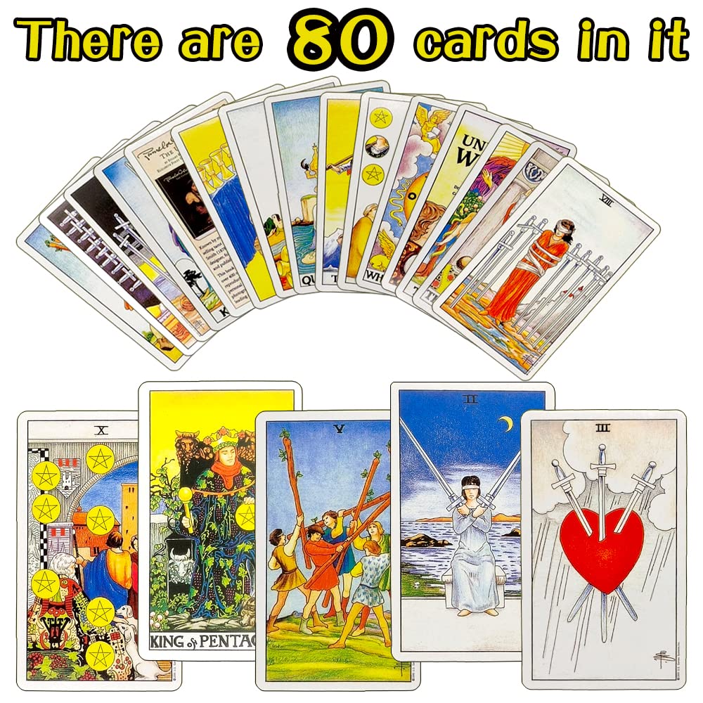 JAWUZ 78 Tarotkarten mit Ratgeber, tarot cards, holografisches Tarotkarten Deck Zukunftsspiel mit bunter Box für Anfänger und professionelle Spieler, King - Englische Version
