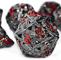 Vista 10 de RULE DICE Juego de dados de metal DND D&D, 7 dados con diseño de esfera hueca redonda para mejor rodamiento de D y D, hermoso juego de dados