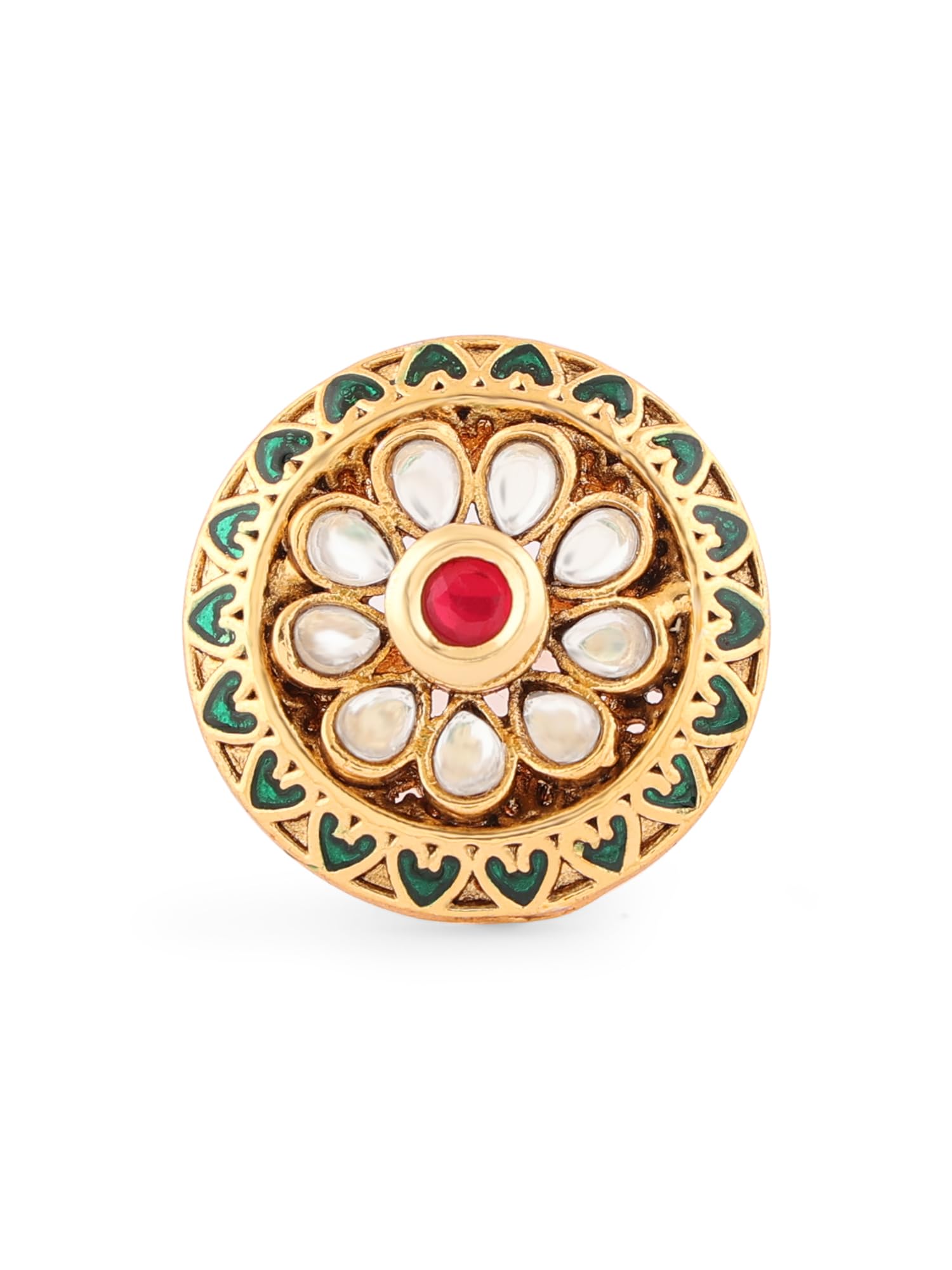 ZAVERI PEARLS Green & Pink Kundan Meenakari Ethnic Adjustable Finger Ring For Women-ZPFK16477 (B0CFRBQKC9) Amazon Price History, Amazon Price Tracker