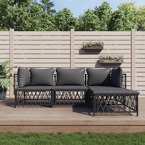 Miniatura 10 de Juego de muebles de jardín de 3 piezas, juego de muebles de patio al aire libre con cojines extraíbles, marco de acero con recubrimiento en polvo,