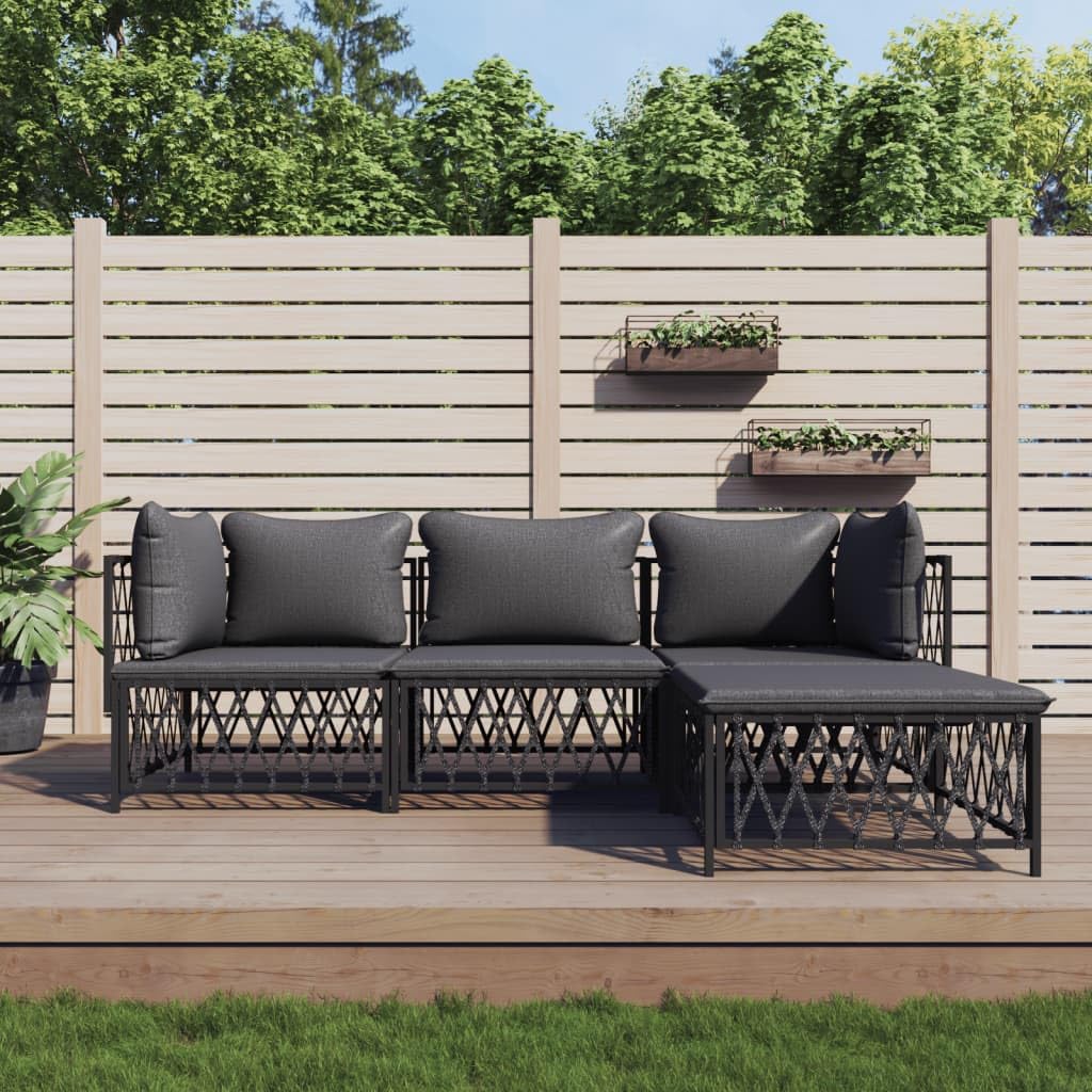 Salon de jardin 4 pièces gain de space en acier pour petite terrasse