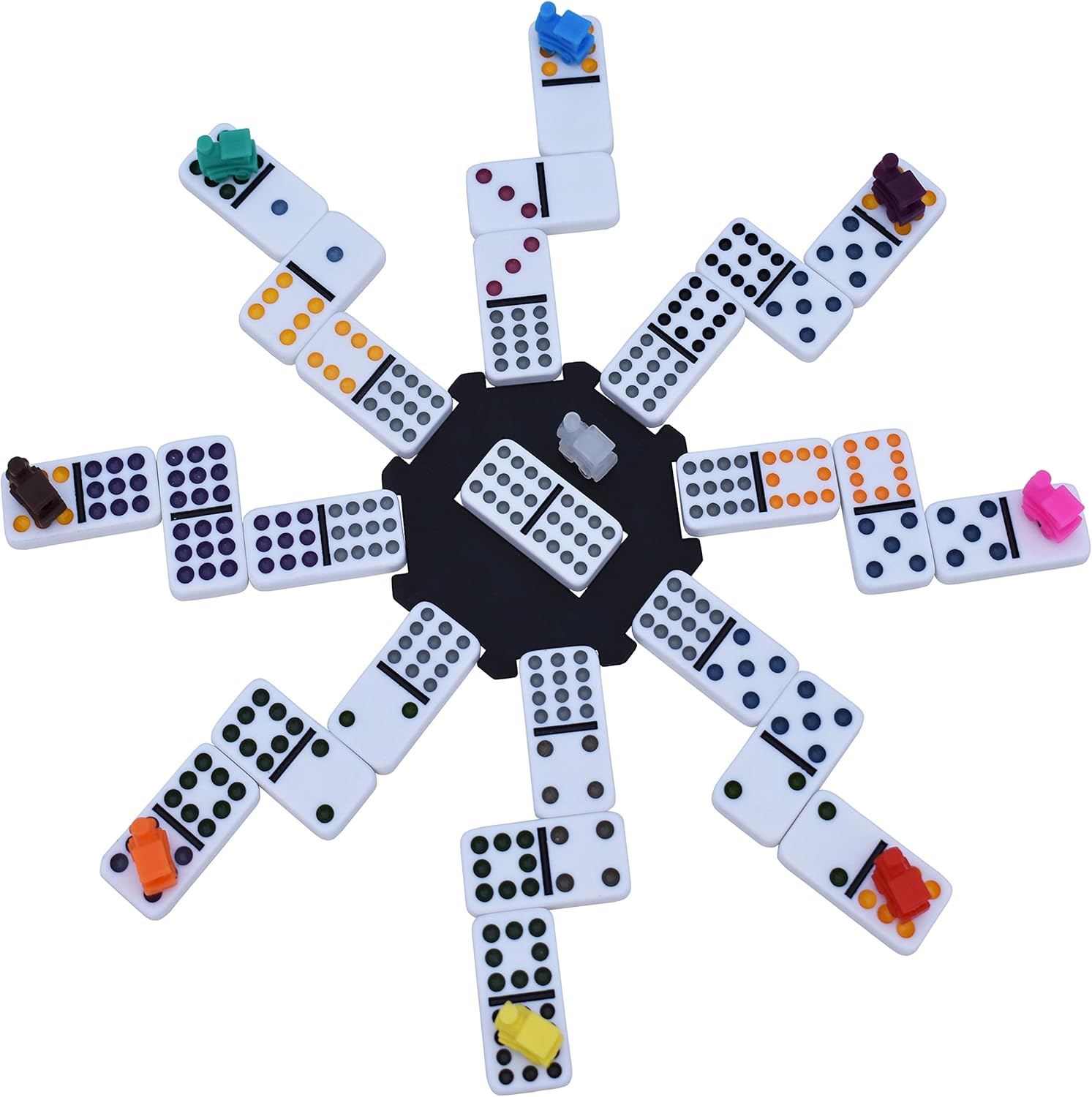 Mexican Train Dominoes Set for Adults Tile Board Game - Dominos Set for Classic Board Games - Double 12 Dominoes Set for Family Games - Domino Set 91 Tiles with Aluminum Case : Toys & Games