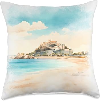 Mont-Saint-Michel Throw Pillow, 18x18, Multicolor
