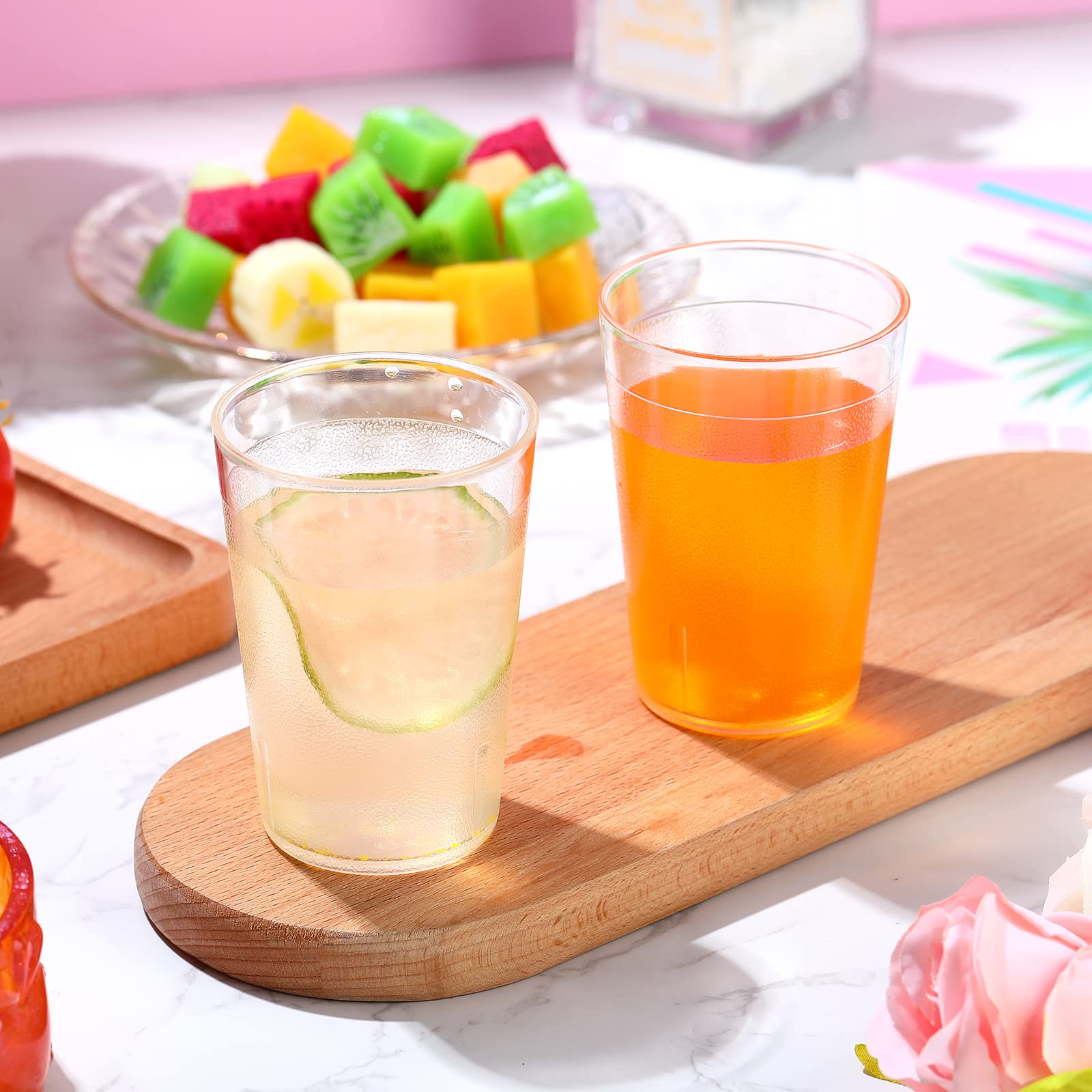 Hoolerry 48 sztuk 140 ml przezroczysty plastikowy kubek do układania w stos, matowy plastikowy kubek wielokrotnego użytku, nietłukące się kubki do napojów, do kawiarni, imprez i artykułów