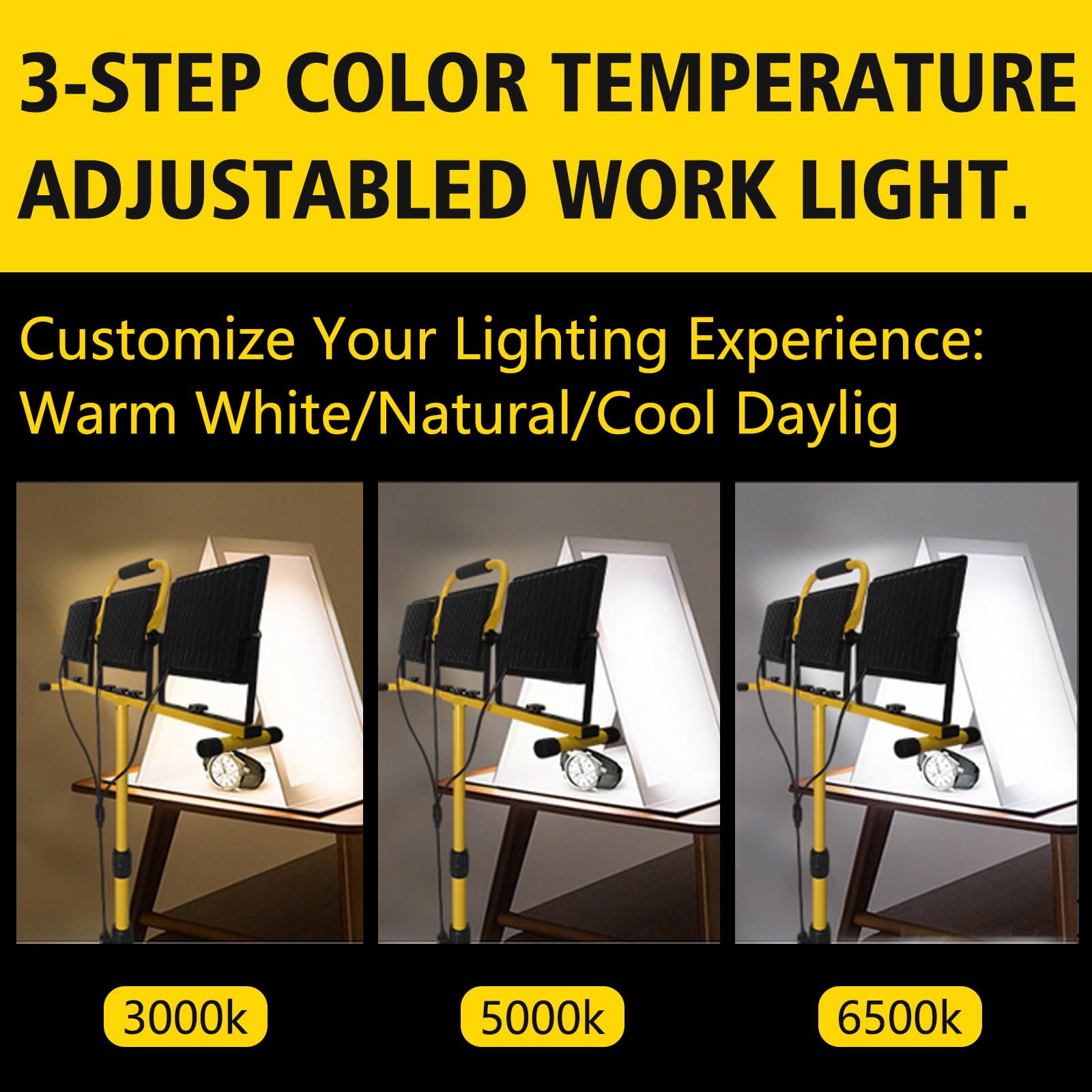32000LM LED Work Light - 3 Heads, Tripod -3 32000LM LED Work Light - 3 Heads, Tripod -3
