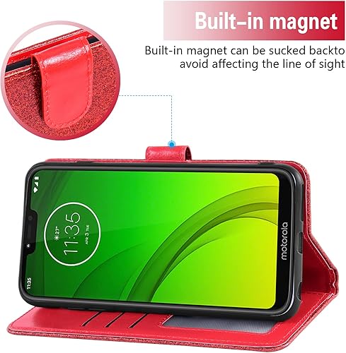 Miniatura 3 de Asuwish Funda de teléfono para Moto G7 PowerMotoG7 SupraMoto7 Optimo Max con protector de pantalla y cartera con purpurina, ranura para tarjetero,