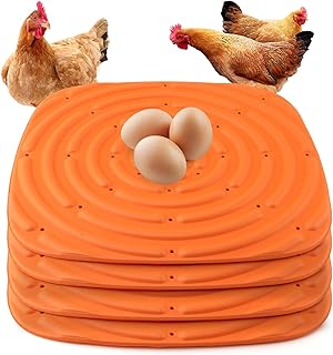 Lot de 4 tapis de nidification de poulet, tapis lavables de 30 cm pour poulailler, literie en éponge douce pour pondre des œufs, poulailler, accessoire pour poules et oiseaux (orange)