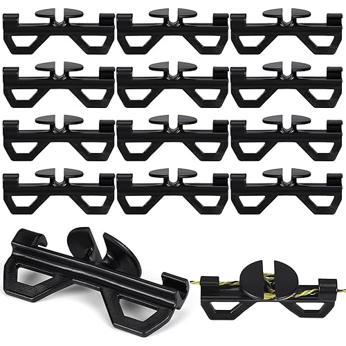 12 Pcs Electric Fence Tightener Wire Tensioner, Electric Fence Poly Wire Tensioner Plastic Cord Tensioners, Portable Electric Fence Tightener for Inline Fixing, Black