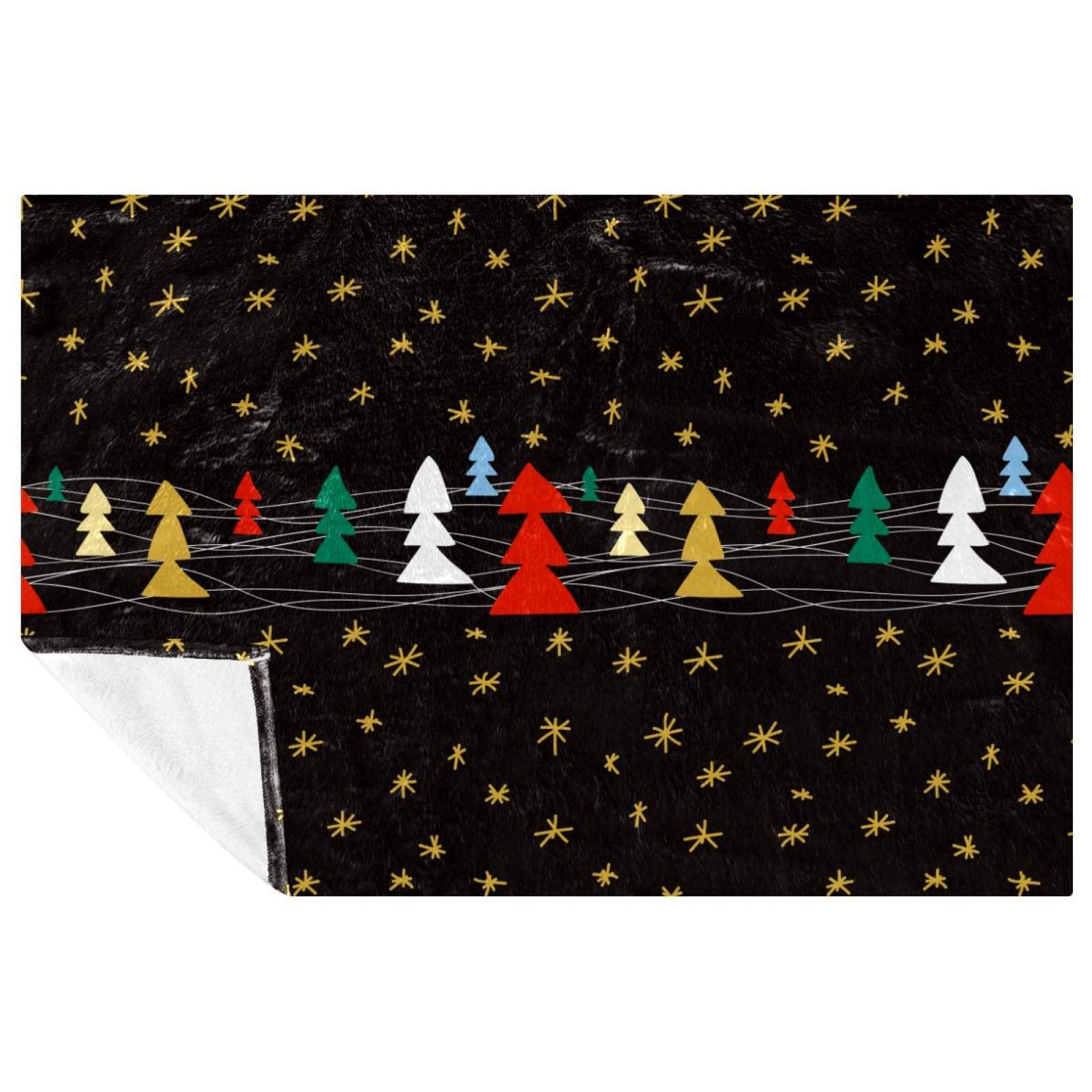 Couverture douce anti-froid pour lit et canapé à motifs arbres et flocons de neige
