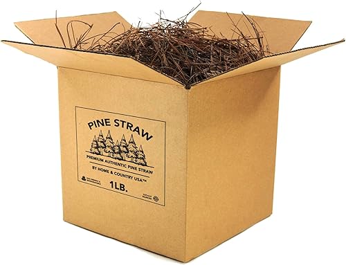 Home and Country USA Mantillo de paja de pino prémium de 1 libra para paisajismo, material orgánico hecho de auténticas agujas de pino, ideal para