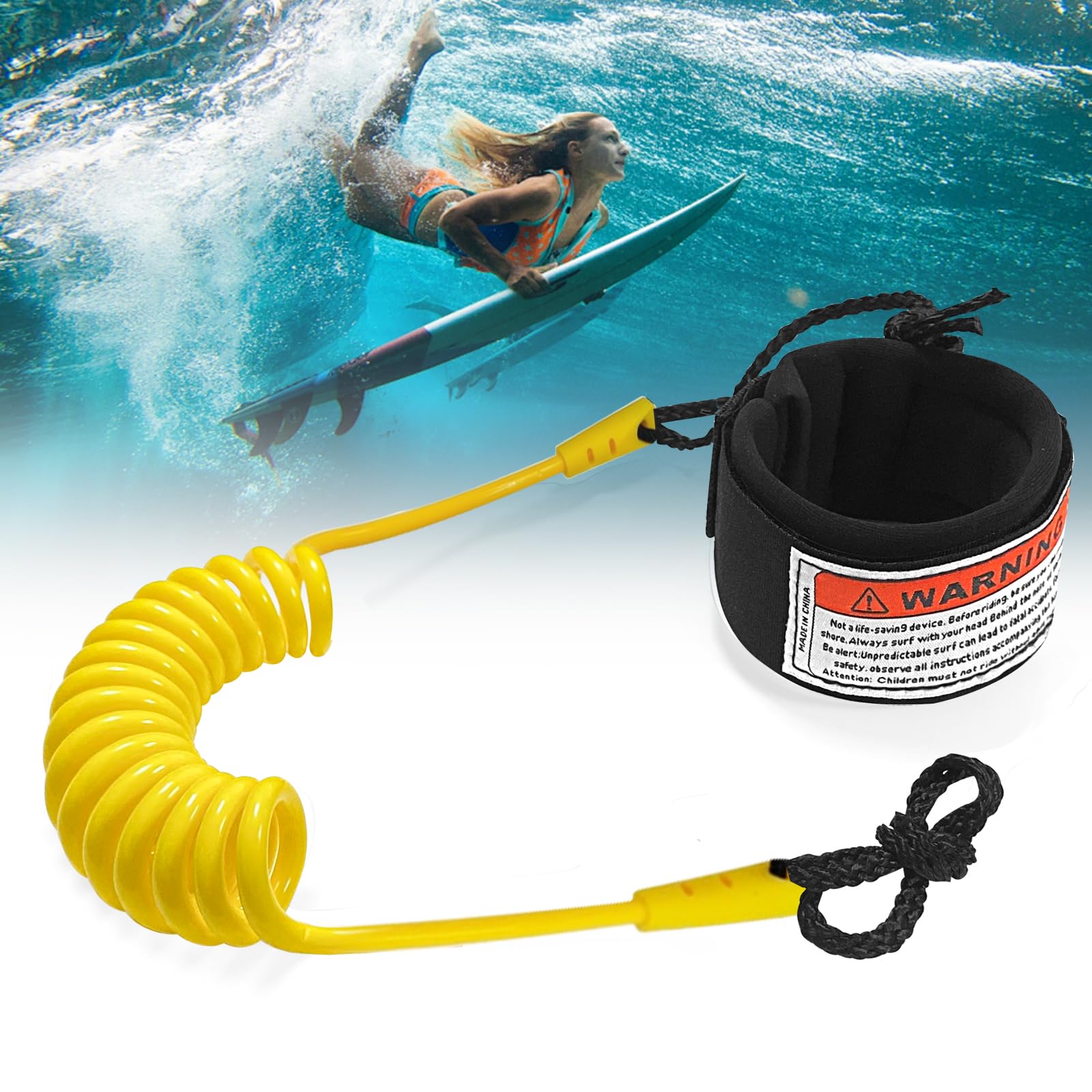 L&W Luck Guinzaglio da Surf, Leash SUP, 5mm Surf Materiale Tup Regolabile e Comodo per Tavola da Surf Paddle Board Kayak Longboard
