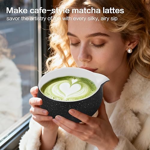 Vista 6 de ChefBee Juego de 8 batidores de matcha, juego de cuencos de té Matcha, de cerámica, incluye tazón, soporte para batidor y persecución, tamiz