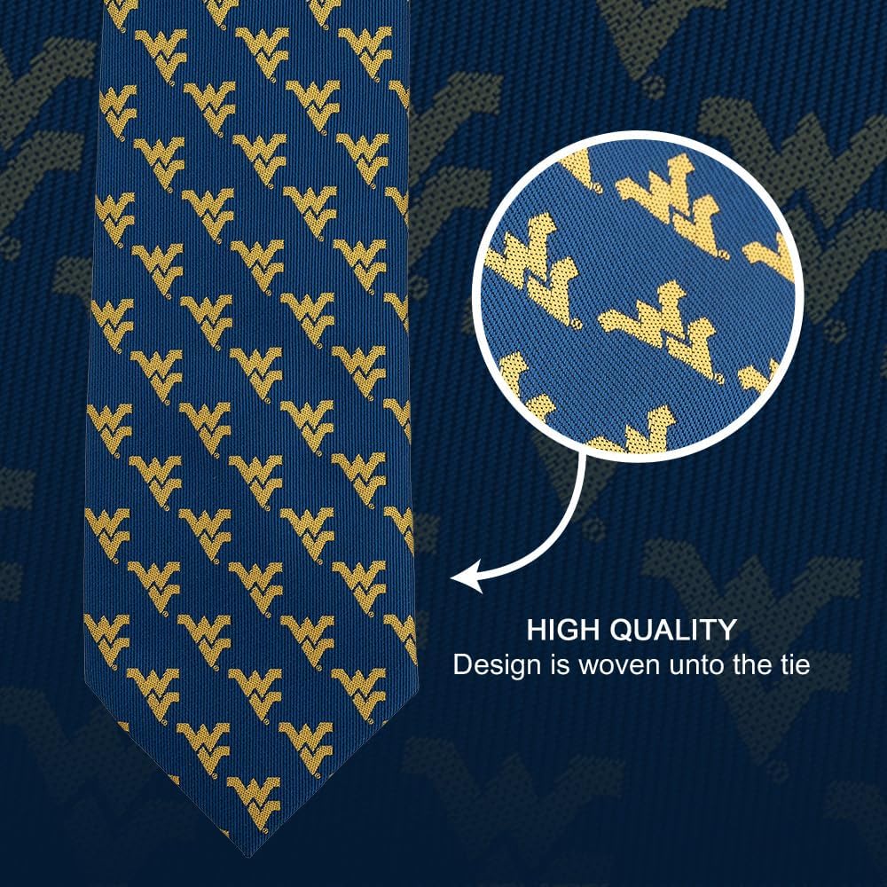 Desert Cactus West Virginia University Neck Tie WVU Mountaineers 100% Polyester Necktie with Logo, Officially Licensed (Tie B)