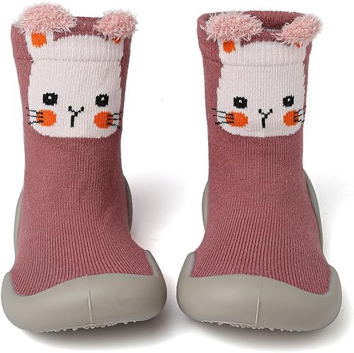 Zapatos de calcetín para bebé, suela de goma suave, antideslizante, para interiores, para bebés, niños y niñas, zapatos de entrenamiento para