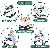 Vista 2 de Kinder King Andador de Bebé con Música y Luces, Andador de Actividad de 5 en 1, Altura y Asiento Ajustables, Aprendizaje Sentado y Paseo Trasero