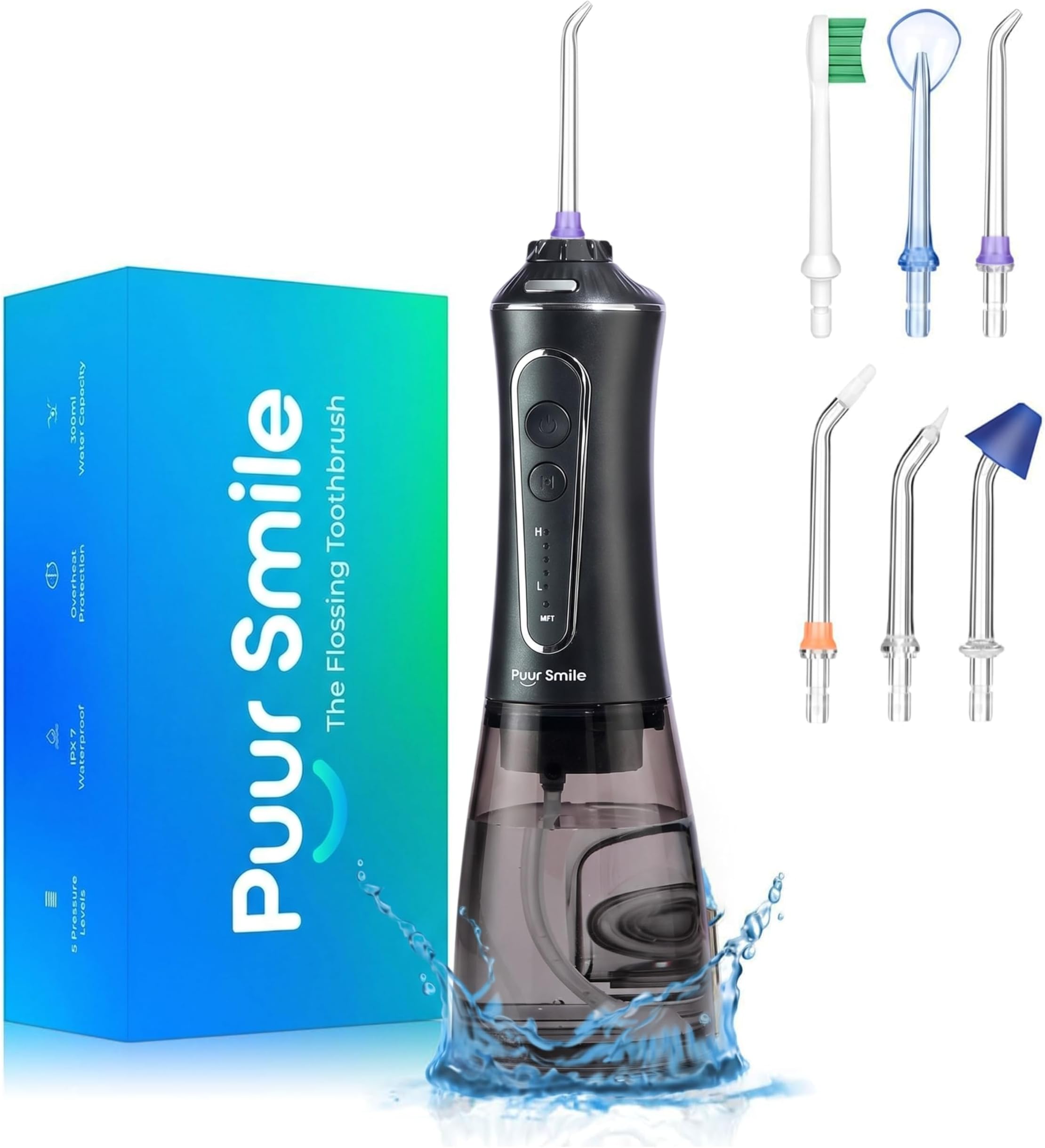 - Professional Water Flosser - Advanced Dental Care for a Healthier Mouth, Gum, and Teeth - IPX7 Waterproof Oral Irrigator | 6 Replacement Tips, Travel-Friendly, Rechargeable - Oral Hygiene