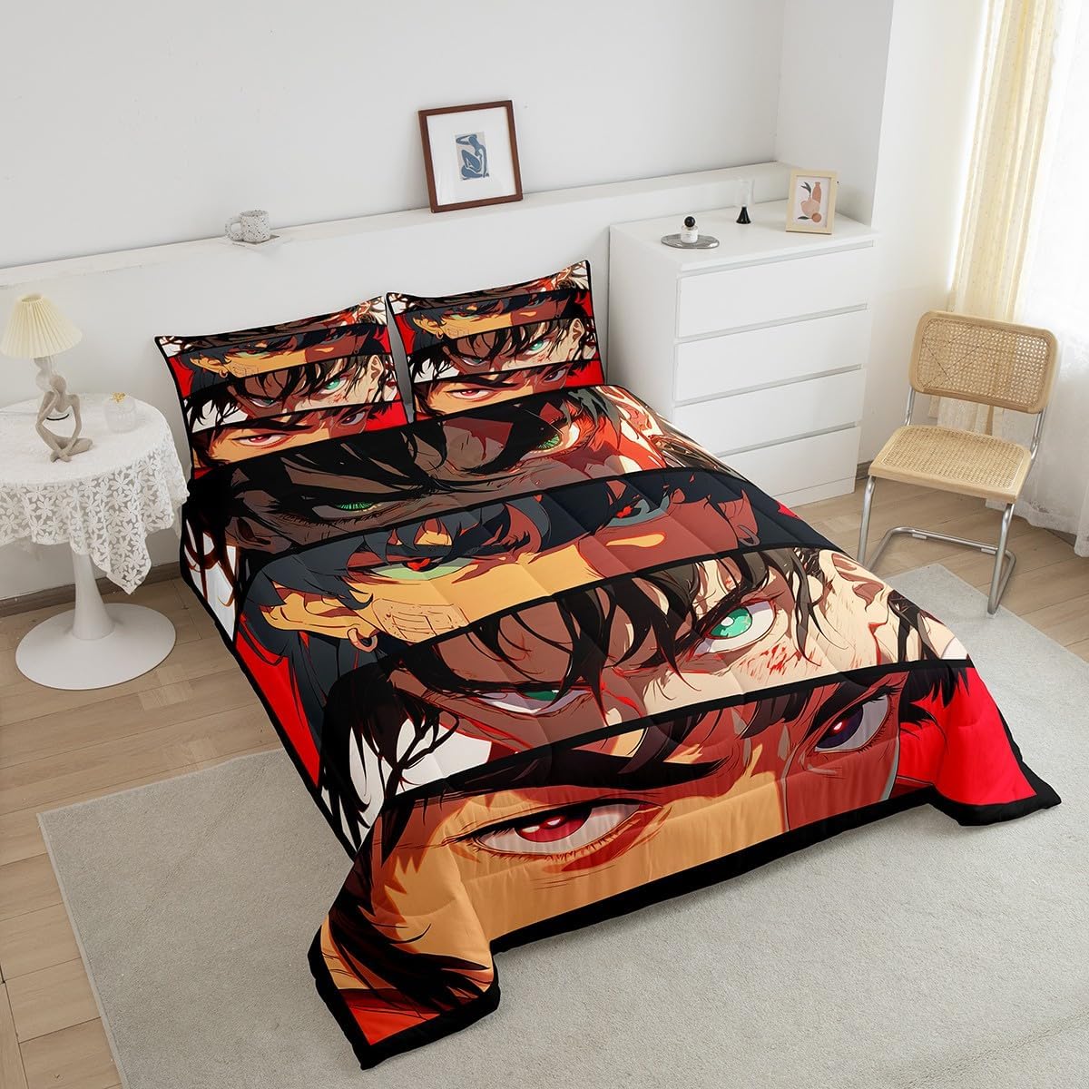 Feelyou Character Collection Bedding Set Boys Girls Queen Size Cartoon Boys Comforter Set for Kids Women Men Ultra Soft 3D Print Comforter Kawaii Duvet Set Room Decor Quilt Set