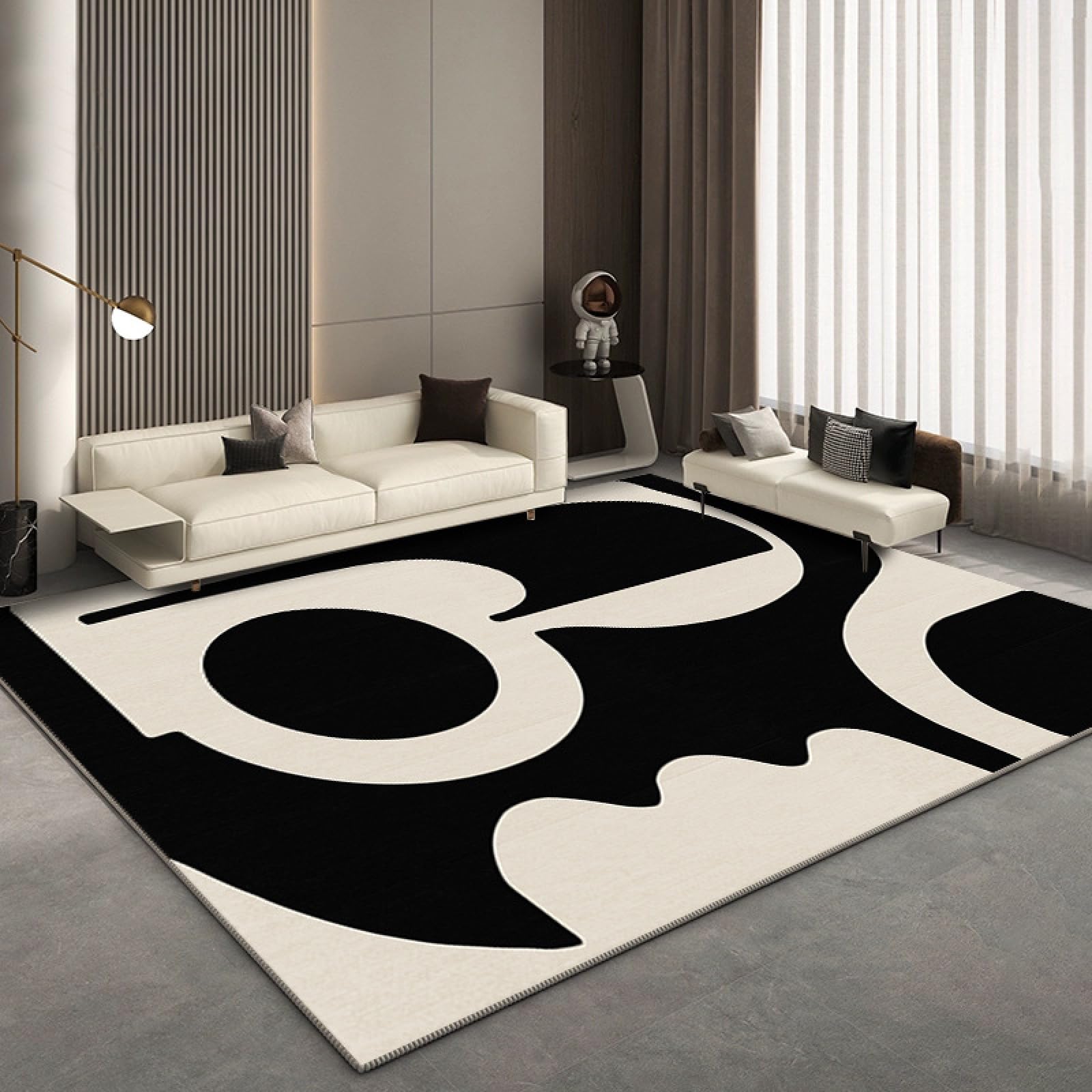 Zerbino Ingresso Esterno Crema Bianco Nero Tappeto Salotto Poliestere Zerbino Ingresso Interno Moderno Tappeti Soggiorno Cucina Lavabile Tappeto da Esterno Antiscivolo Tappeti Moderni 100x120cm