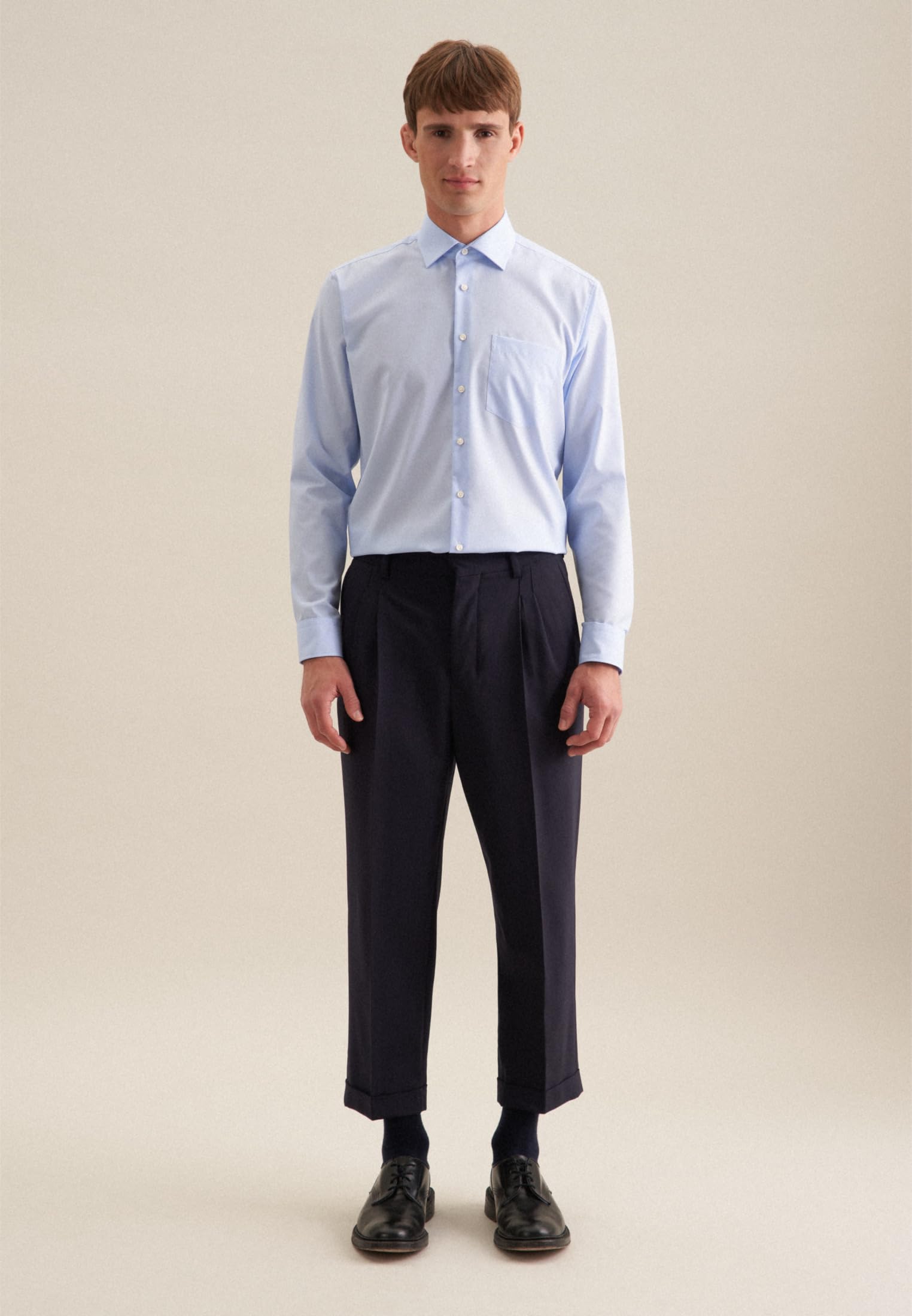 Seidensticker Camicia Business Tailored Fit da Uomo con Collo Kent, a maniche lunghe