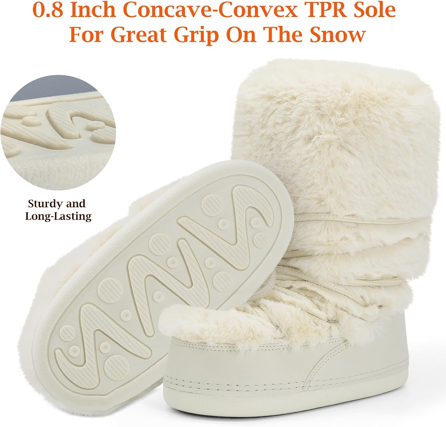 N NATURE'S SOURCE Furry Faux Fur Snow Boots for Women1 | Water Resistant, Fuzzy Fluffy Design, Winter Boots