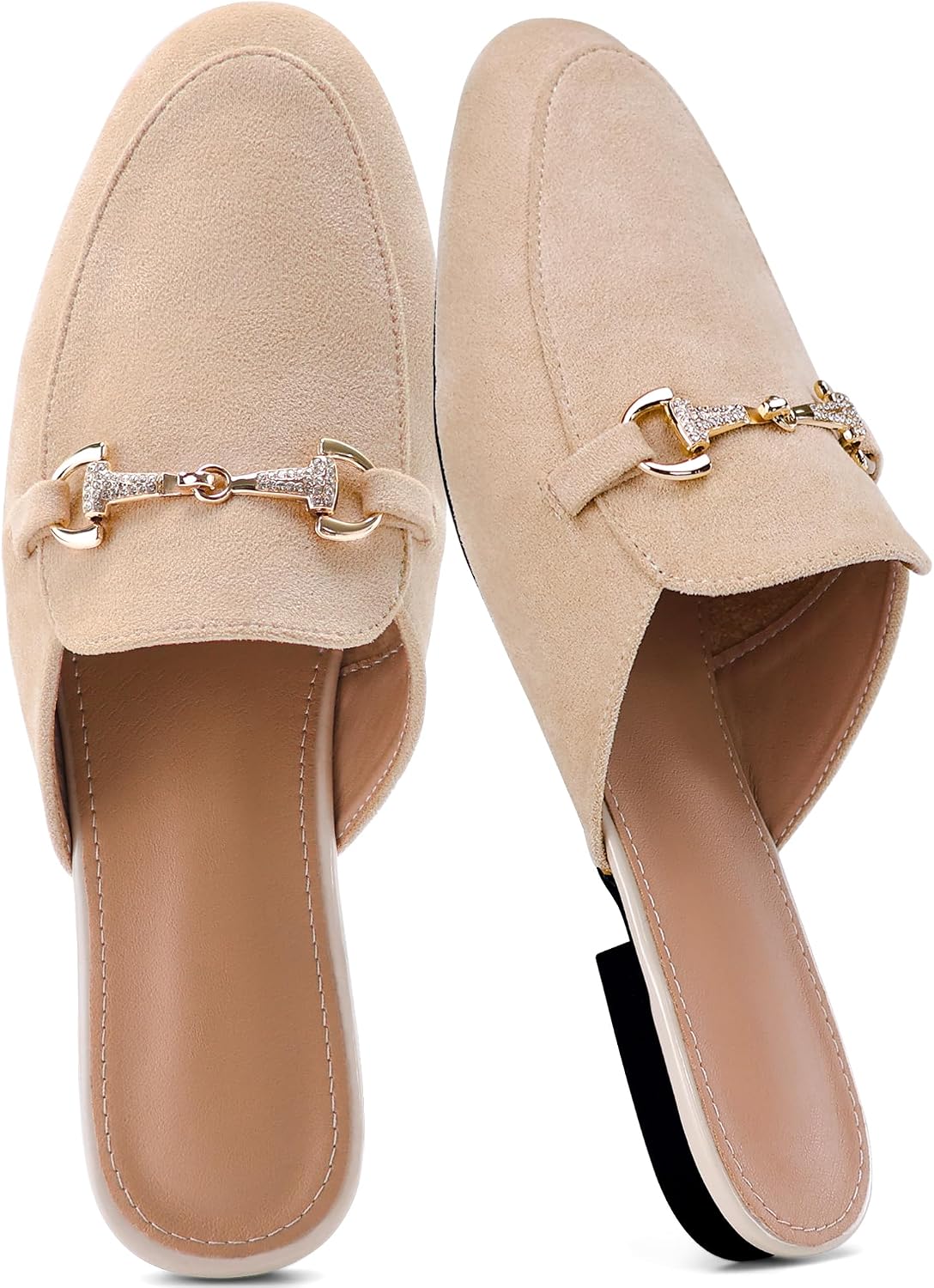 Womens Mules Flats Comfortable: Lightweight Slip On Dressy Shoes | Closed Toe Metal Chain Backless Slides Loafers for Casual Business Work