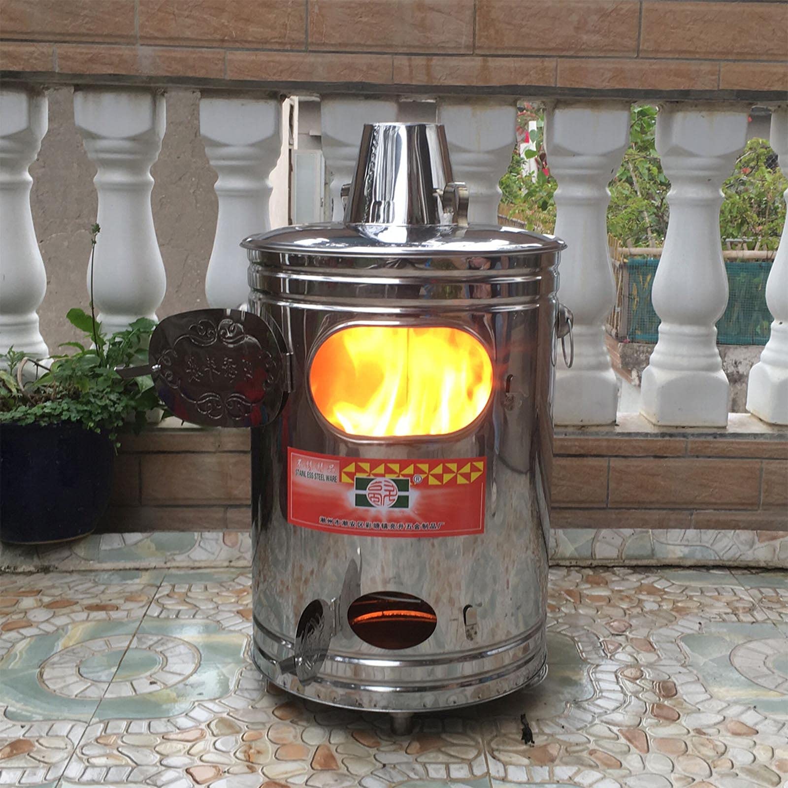HELOU Portable Incinerator, Stainless Steel Burn Barrel, Fire Cage for Combustion Garbage, Waste
