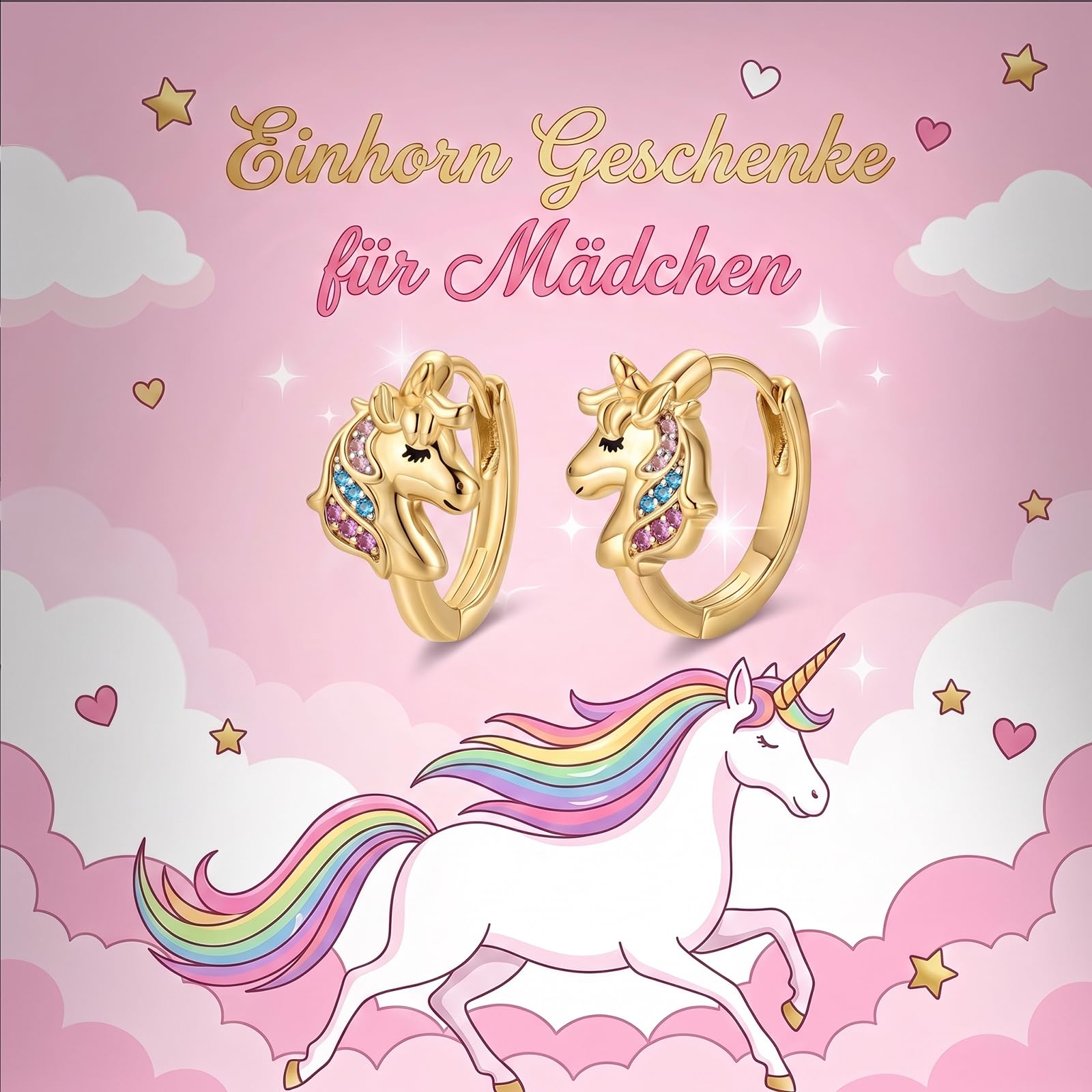 E Einhorn Ohrringe Kinder Sterling Silber 925 Kleine Creolen Mädchen