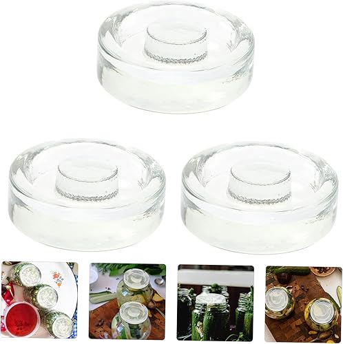Miniatura 7 de 3pcs Mason Jar Stone Pressing Food Containers Wine Fermentating Vegetales Sellado Tapas de boca ancha Mason Jar Tapas Suministros de conservas